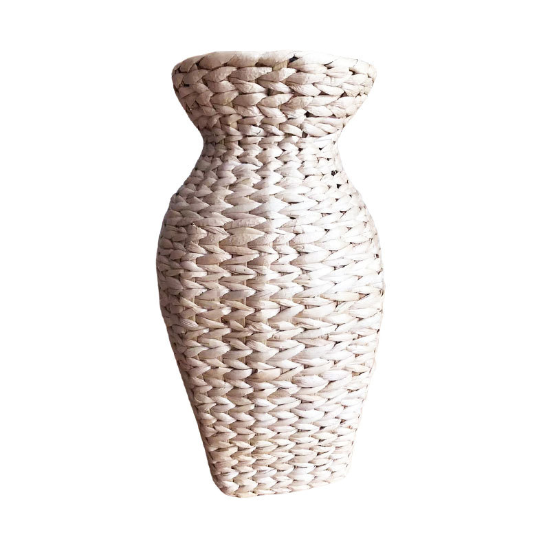 Cesta decorativa tejida de hierba estilo nórdico para flores secas y sala de estar