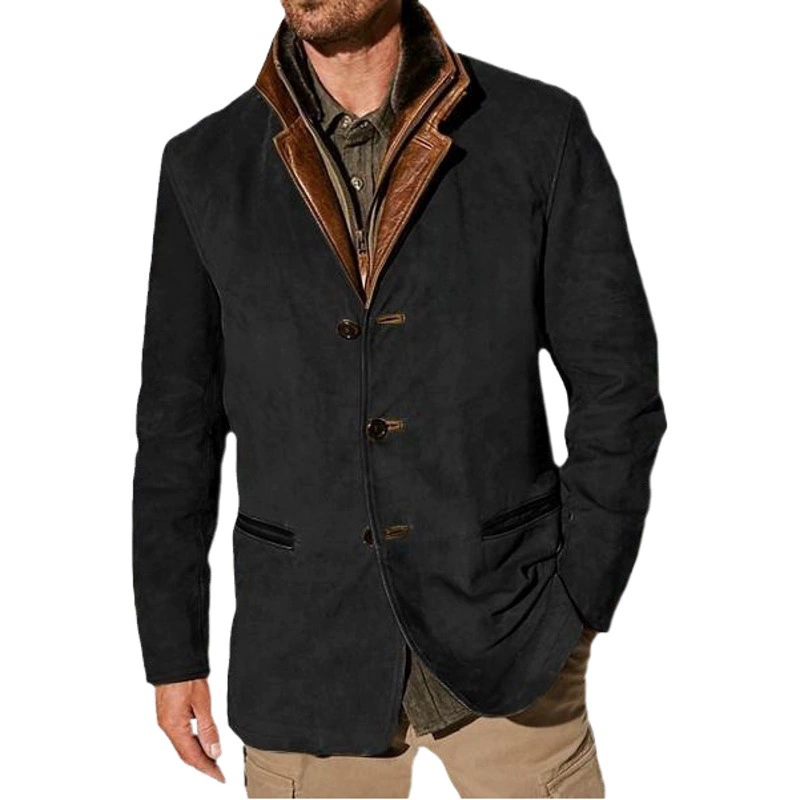 В наличии: Новая мужская модная ретро-куртка для весны и осени, повседневное пальто с лацканами, рабочая одежда, топ в стиле пэчворк с цветовыми блоками