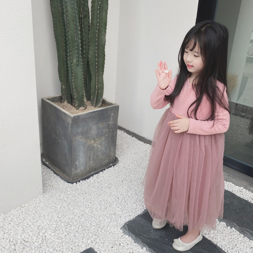 Spring and autumn girls 'dress, children's Australian velvet soft skin-friendly long-sleeved fluffy gauze dress, princess dress
