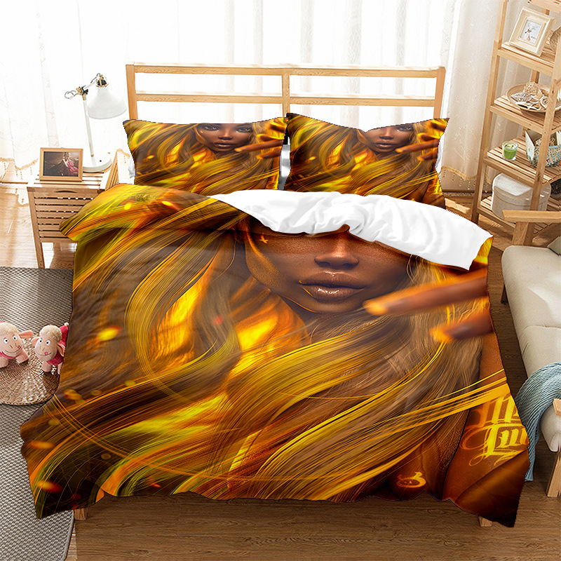 Girls 3D digital printing three four piece set, duvet cover, bed sheets can be printed_voghion.com
