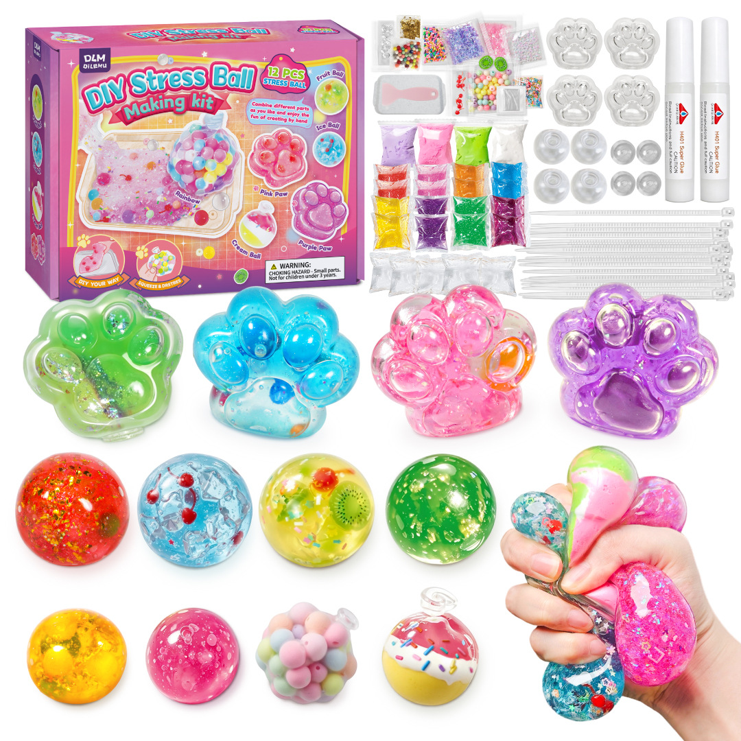 【English Version 12 Ball Skins】Handmade DIY Ice Cream Ball Stress Relief Toy Set