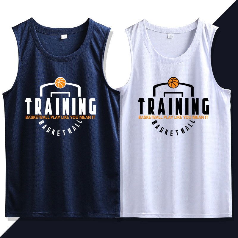 American running sports vest men's round neck sleeveless T-shirt waistcoat training clothes Jersey loose fitness summer quick-drying T
