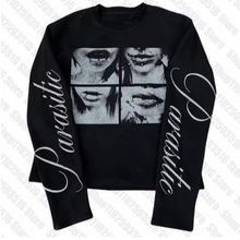 暗黑风街头朋克男女同款长袖上衣批发y2k美式复古千禧字母印花T恤