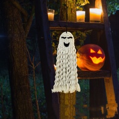 Amazonクロスボーダー新作手編みベージュ幽霊飾り壁掛けハロウィンパーティー雰囲気感壁掛け