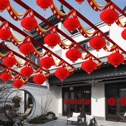 Rural yard wedding ribbons, flower decorations, wedding ribbons, scene layout, wave flags, wholesale wedding supplies