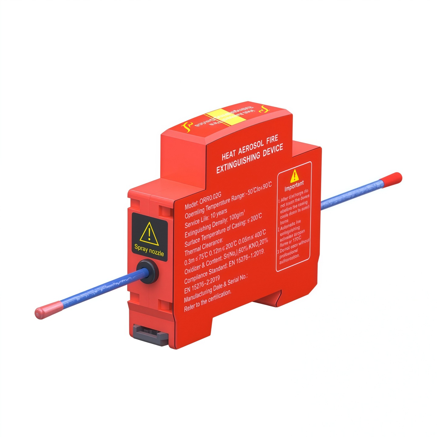 Dispositivo de extinción de incendios de caja de distribución de inducción automática con pegatina de extinción automática de incendios