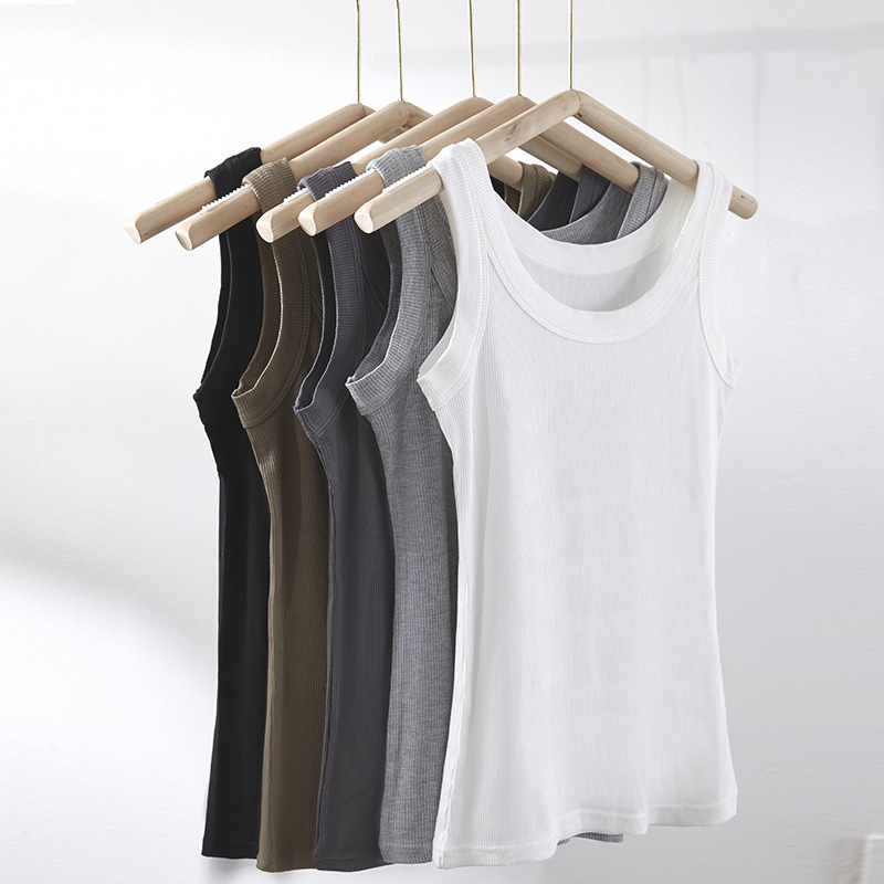 Victoria's Same Pure Color Threaded Inner Wear for Women, Anti-Exposure Large Size Racer Vest for Outer Wear, Bottoming and Sling