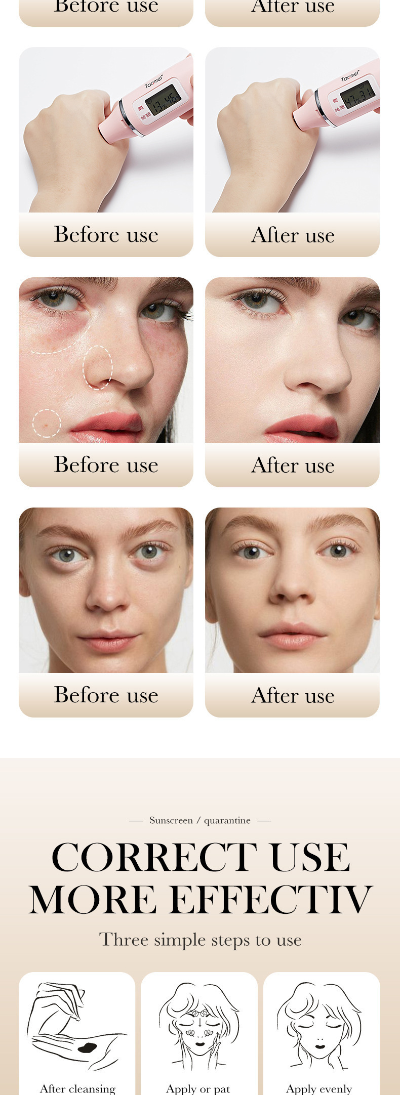 Cross-border foreign trade SADOER three-color sun protection cream uniform skin color before makeup base isolation protective cream