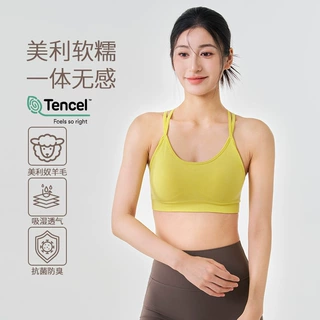 美利奴羊毛无缝美背运动内衣女防震防下垂瑜伽速干内衣运动文胸