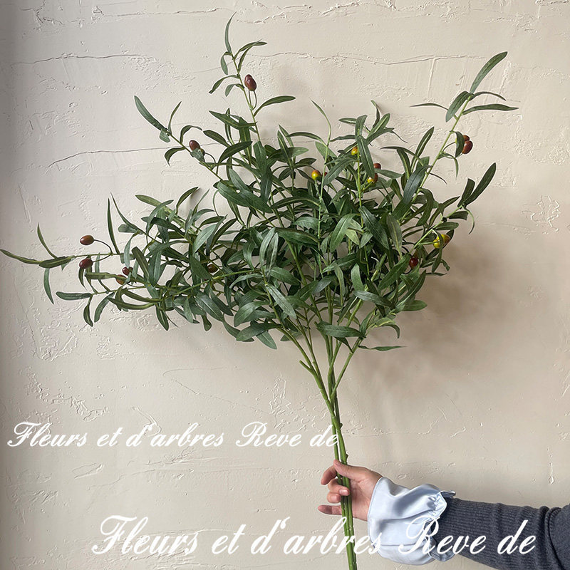 European-Style Artificial Olive Branches with 4 Forks, Olive Leaves for Wedding Decorations, Forest-Style Leaf Arrangements, Floor Flower Arrangements, and Flower Materials European-Style Artificial Olive Branches with 4 Forks, Olive Leaves for Wedding Decorations, Forest-Style Leaf Arrangements, Floor Flower Arrangements, and Flower Materials