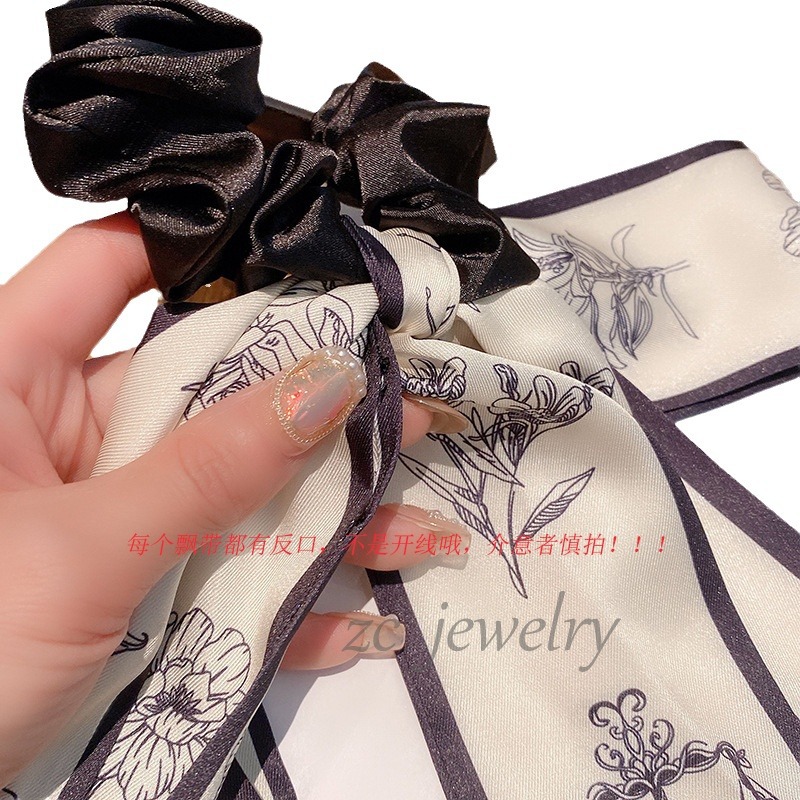 Bozo de arco floral largo flotador francés elegante cinta corda de cabello de alta calidad temperamento cubierta de cabello