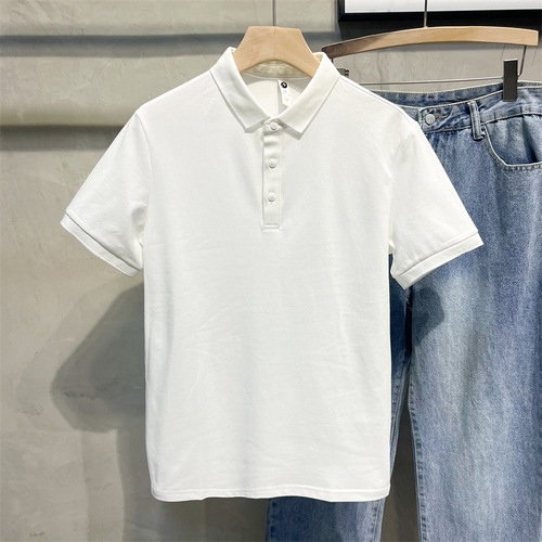 Summer Men's Short Sleeve Polo Shirt High-End Stand Collar Ice Silk T-Shirt Slim Half Sleeve T-shirt Men's Fashion Trend