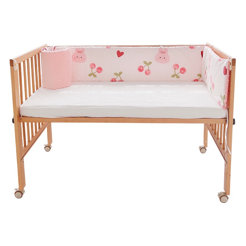 Circunferencia de la cama bolsa suave anticolisión de una pieza de tela Baby Block recinto de la cerca de la cama de los niños bebé costura cerca de la cama extraíble y lavable