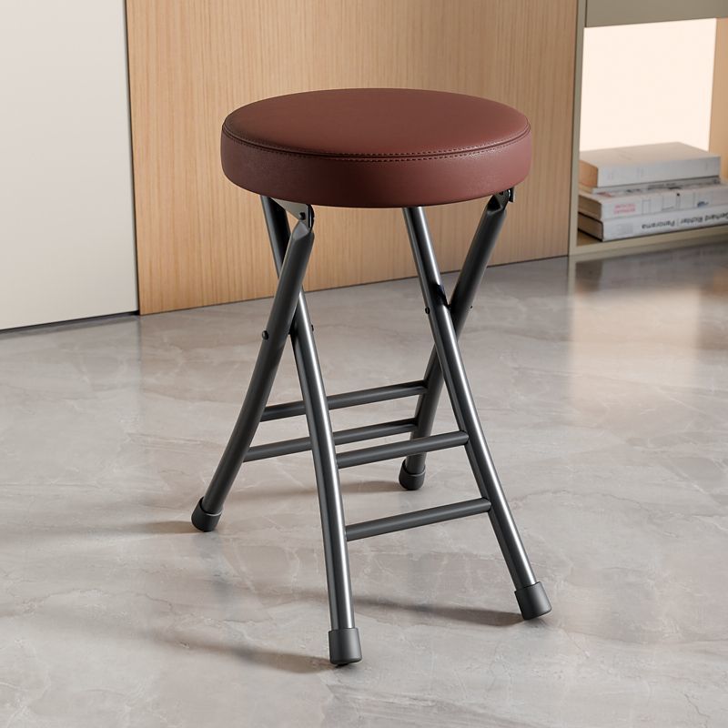 [두꺼운쿠션] 블랙 프레임 브라운 표면 접이식 스툴