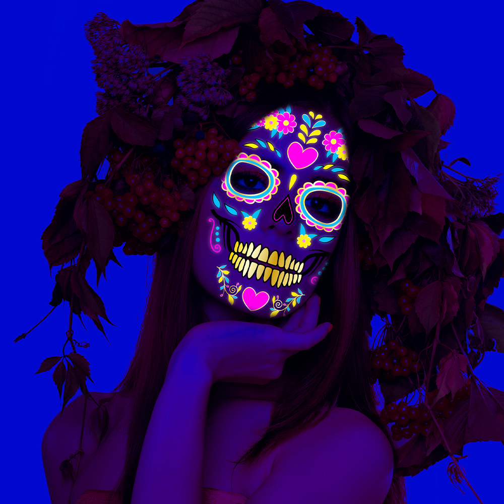 Tatuajes Temporales Fluorescentes para Halloween de Papel de Transferencia de Agua, Fluorescente, para Fiestas
