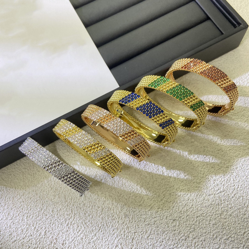 Cross-Border Fine Craftsmanship Four-Leaf Clover Perlee Small Gold Bead Bracelet V Gold Inlaid Diamond Kaleidoscope Bracelet for Women Starry Sky