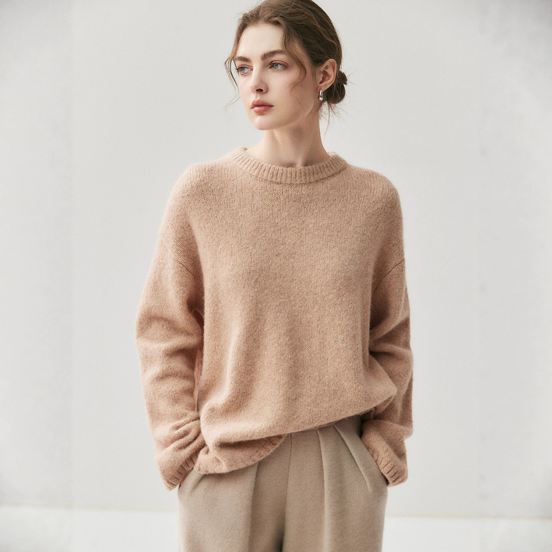 Relaxed and Elegant~ Thickened Yak Cashmere Knitwear for Women, Loose and Lazy Style Wool Knitwear, Pullover Long-Sleeved Knitwear