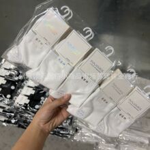 双源6120春夏女士休闲中筒袜纯色薄款棉袜透气吸汗纯棉简约女袜