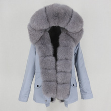 皮草外套女装狐狸毛女式短款派克服女可拆卸真毛时尚保暖连帽外套