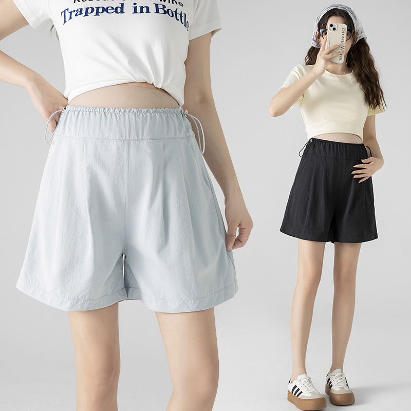 Maternity Pants 2025 Summer New Korean Style Loose Simple Style Without Belly Support Drawstring Maternity Yamamoto Wide Leg Shorts Maternity Pants 2025 Summer New Korean Style Loose Simple Style Without Belly Support Drawstring Maternity Yamamoto Wide Leg Shorts
