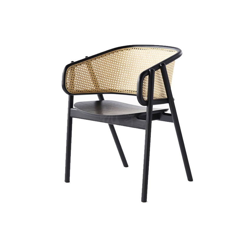 Sillas de comedor de diseño personalizadas para hoteles de alta gama, sillas de ratán de madera maciza, sillas de ocio, venta al por mayor comercial.