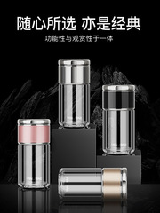茶水分離泡茶杯男士雙層隔熱玻璃杯女便攜迷你防摔旅行小水杯
