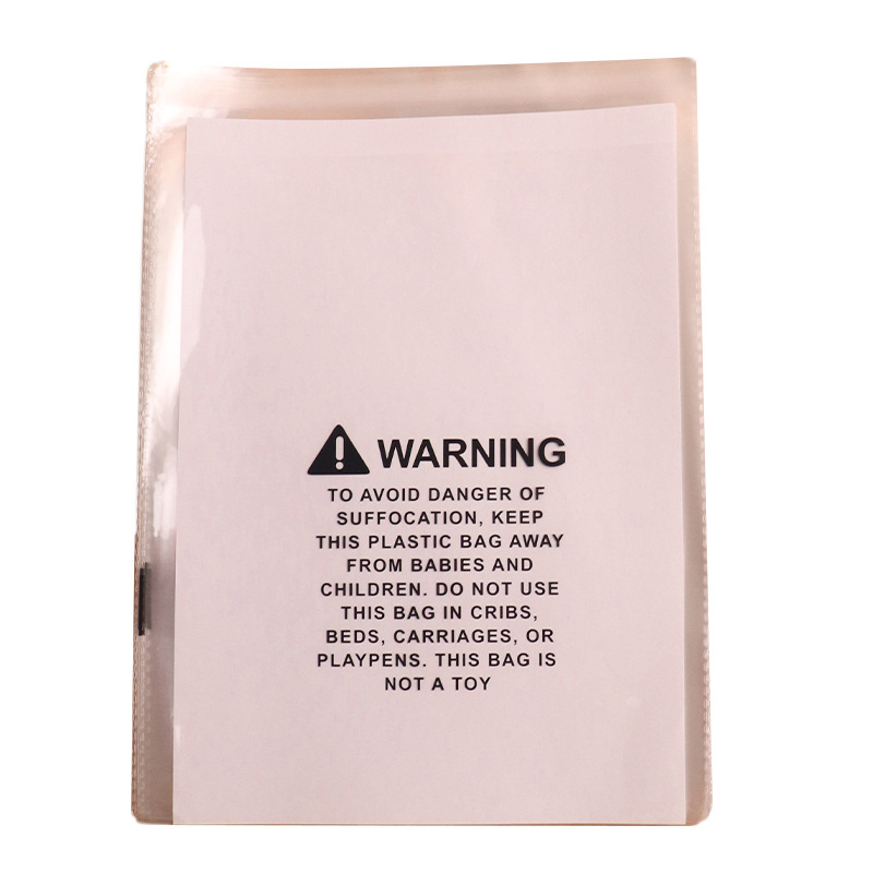 Impresión transfronteriza anti-asfixia advertencia bolsa opp embalaje de plástico transparente bolsa autoadhesiva impresión bolsa de plástico