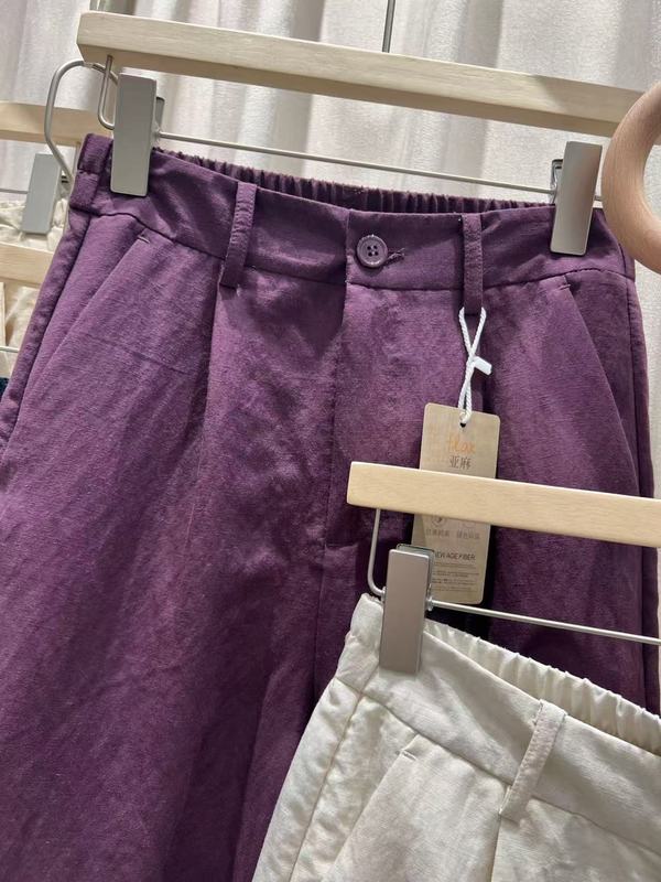 夏の涼しい通勤! リネンパンツ! ハイウエストはゆったりしていて、痩せています。|undefined