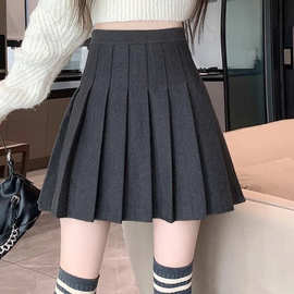 秋冬季毛呢百褶裙女短裙A字高腰显瘦时尚配毛衣冬季学院风半身裙