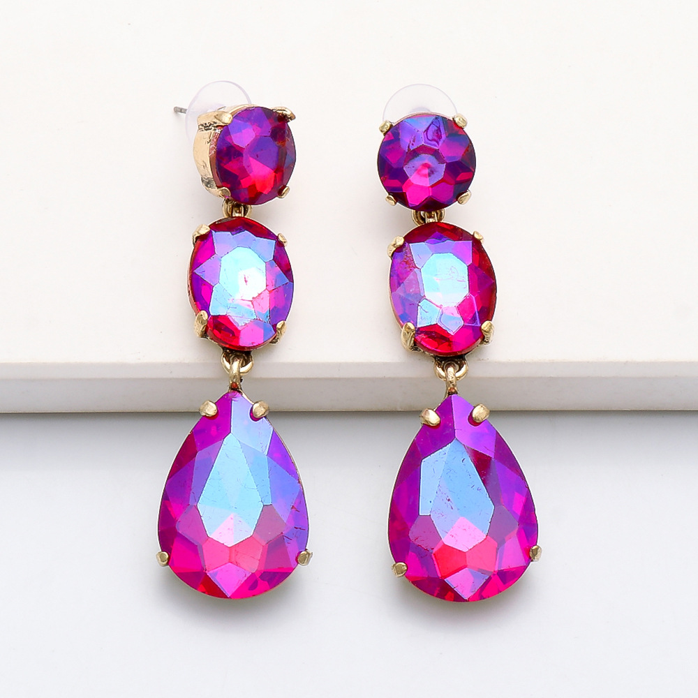 Pendientes De Diamantes Coloridos En Forma De Gota De Moda display picture 11