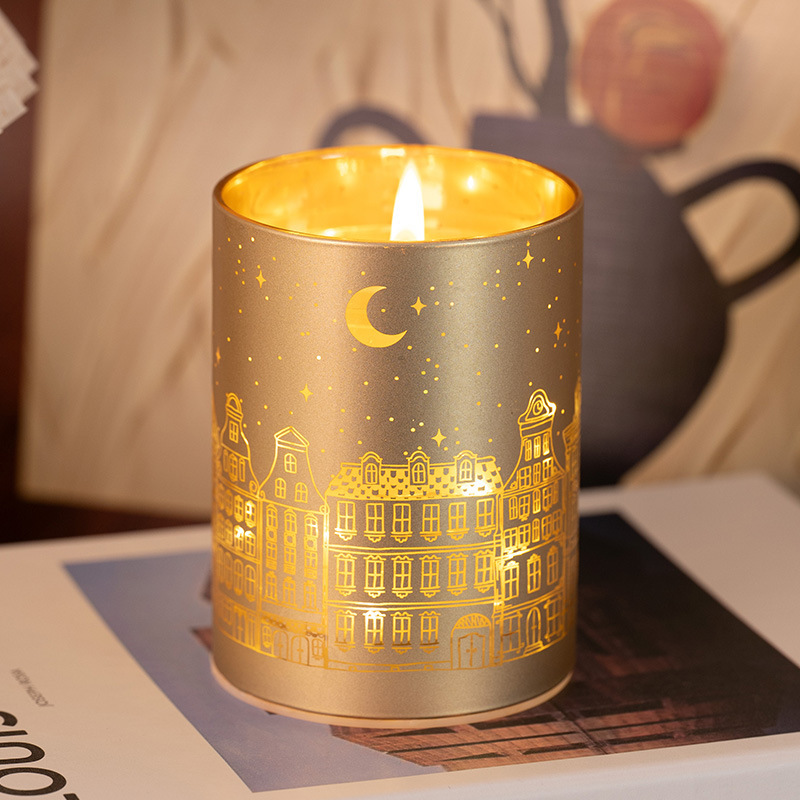 Aromatherapy Candle Romantic City Pattern Holiday Gift Bedroom Long-Lasting Fragrance Fragrance Night Light Wholesale Customized