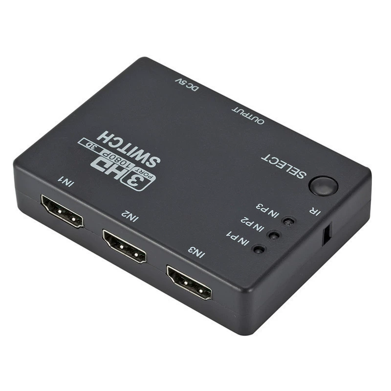 HDMI-переключатель 3-входа в 1-выход с встроенным ИК-приёмником, HDMI 3 входа 1 высокоразрешающий конвертер