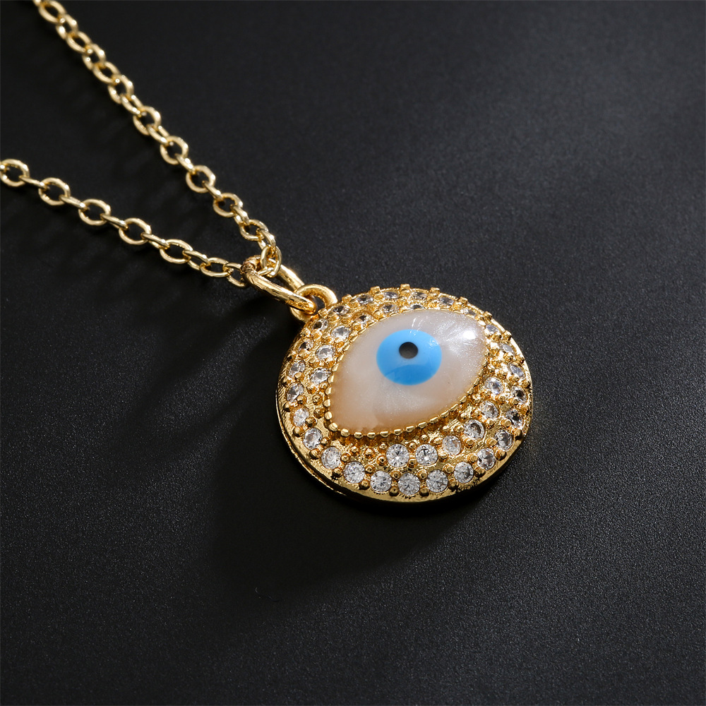 Fashion new eye clavicle chain copper 18K gold zircon necklace