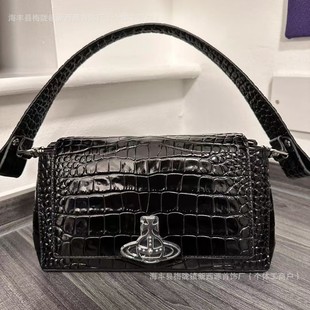 [Cabinet-Grade Quality] the Queen Mother's New Crocodile Pattern Armpit Bag Embossed Cowhide Diagonal Commuter Chain Shoulder Bag