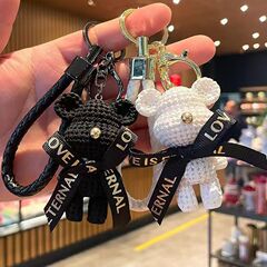 可爱毛线熊网红手绳钥匙扣挂件创意个性男女包包挂饰汽车链匙圈环