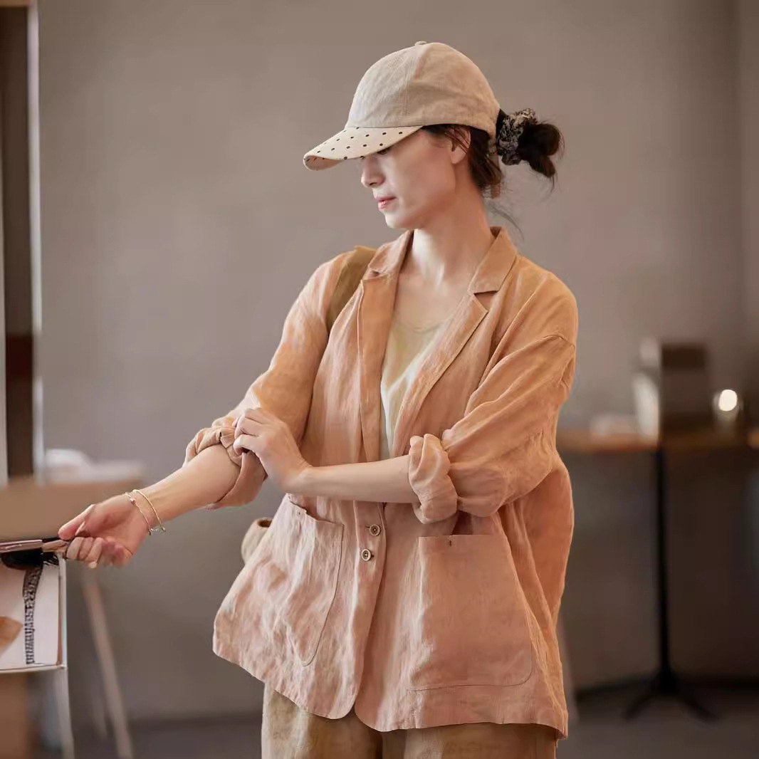 Elegant Trendy Linen Women's Clothing, High-End, Handsome, Sun-Protective Summer Suit, Women's Summer Light Jacket Top