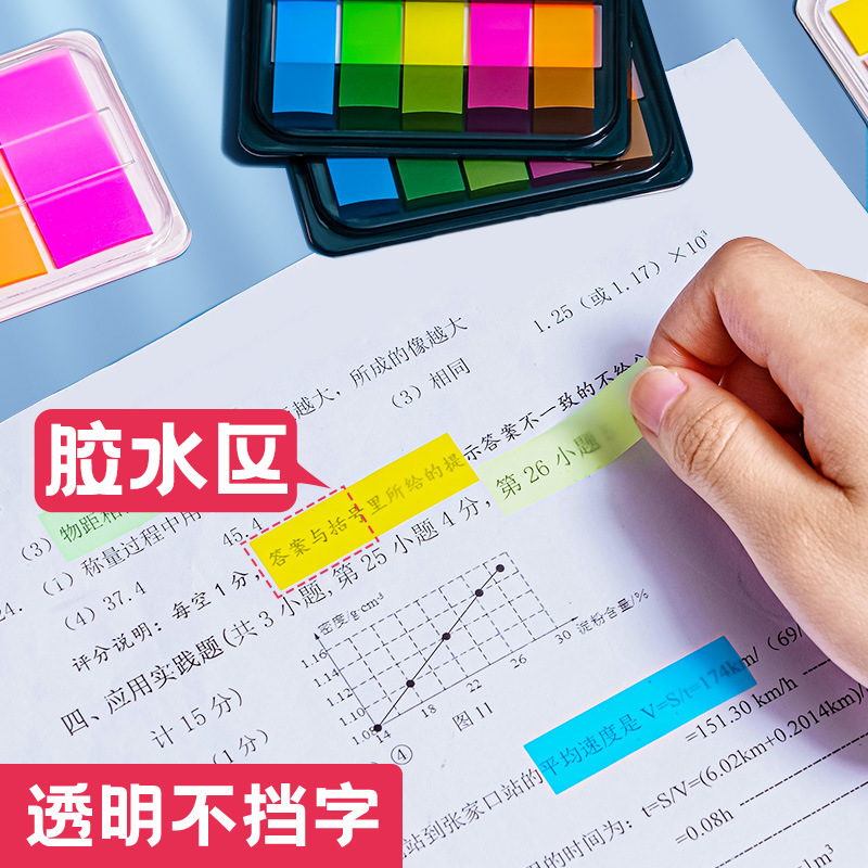 9063指示ラベル蛍光メモ分類貼付付箋抜き取り式インデックス貼付透明ラベル紙|undefined