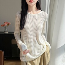 设计感小众一字领脉状镂空微透天丝针织罩衫女春夏新款纯色针织衫
