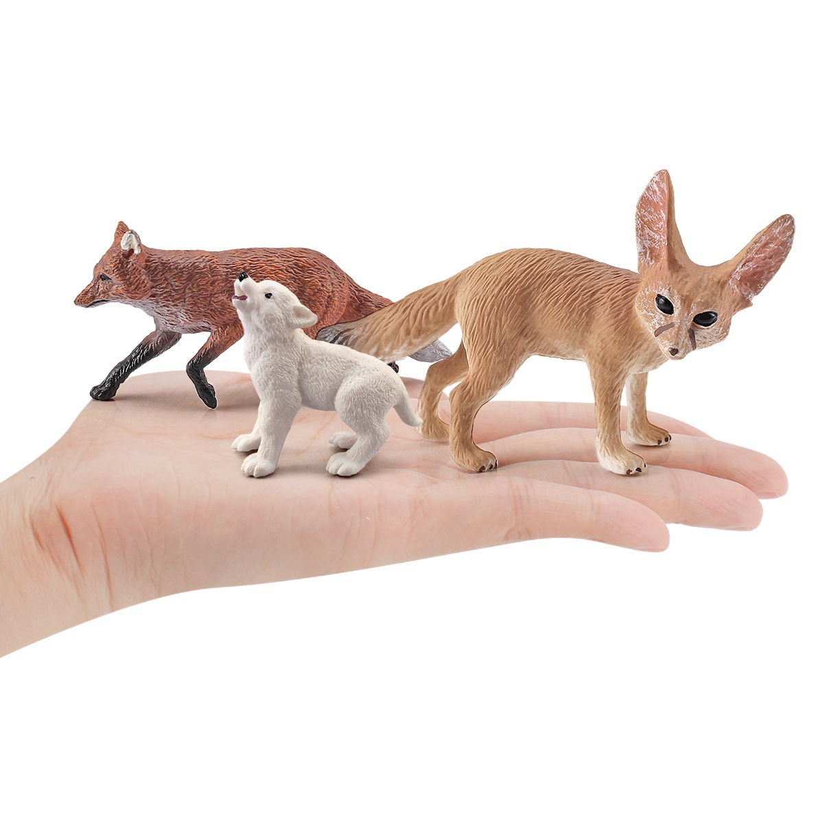 Simulación bosque modelo animal aurícula estática zorro blanco joven Lobo Cerda decoración de escritorio juguetes cognitivos exportación transfronteriza
