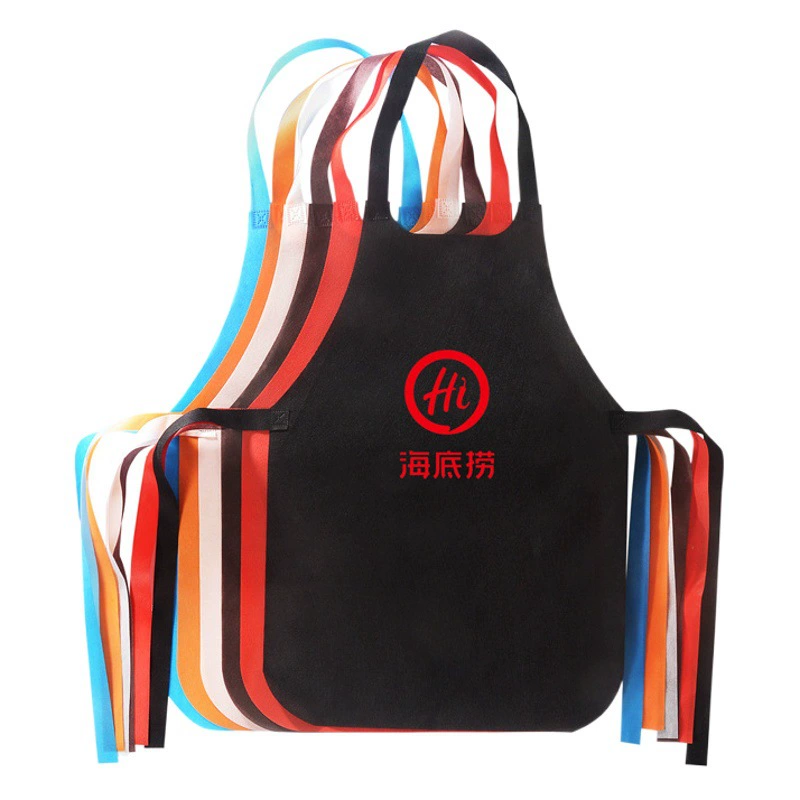 Одноразовый фартук для детей и взрослых, для кухни, хот-пота, кейтеринга, из нетканого материала, водонепроницаемый, с печатным логотипом, маслостойкий, без рукавов, для домашнего использования