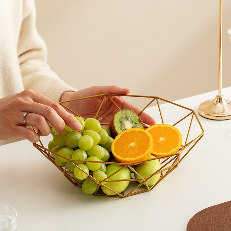 Liquidación: Cesta de Frutas de Hierro Forjado, Estilo Nórdico, Plato de Frutas para Mesa de Centro de Sala de Estar, Cesta de Almacenamiento de Aperitivos Moderna y Creativa para el Hogar