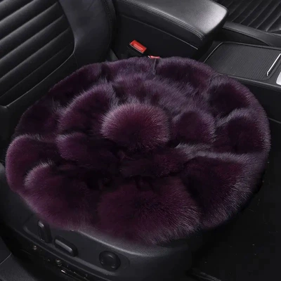genuine fox fur, with a round design and – Wool pad - single-piece-grape-purple