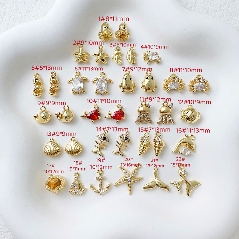 4g Weight Pendant Jewelry Making Type 18K Gold Plated Plating Material DIY Jewelry Accessories Classification 1 Piece Quantity Copper Material Starfish, Dolphin Pattern Plating Design Retro, Marine Style Style 1 Piece Copper 18K Gold Plated Starfish Dolphin Pendant 无