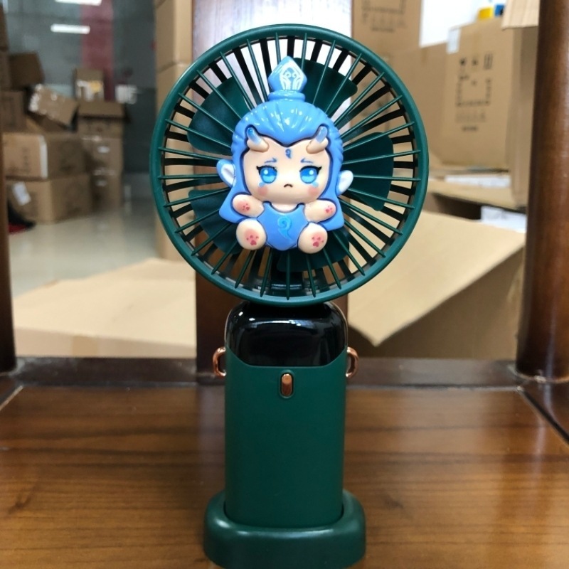 漫画ハンドヘルドデジタルディスプレイ小型ファン学生ポータブルオフィスデスクトップ 5 速充電式強風ファン|undefined