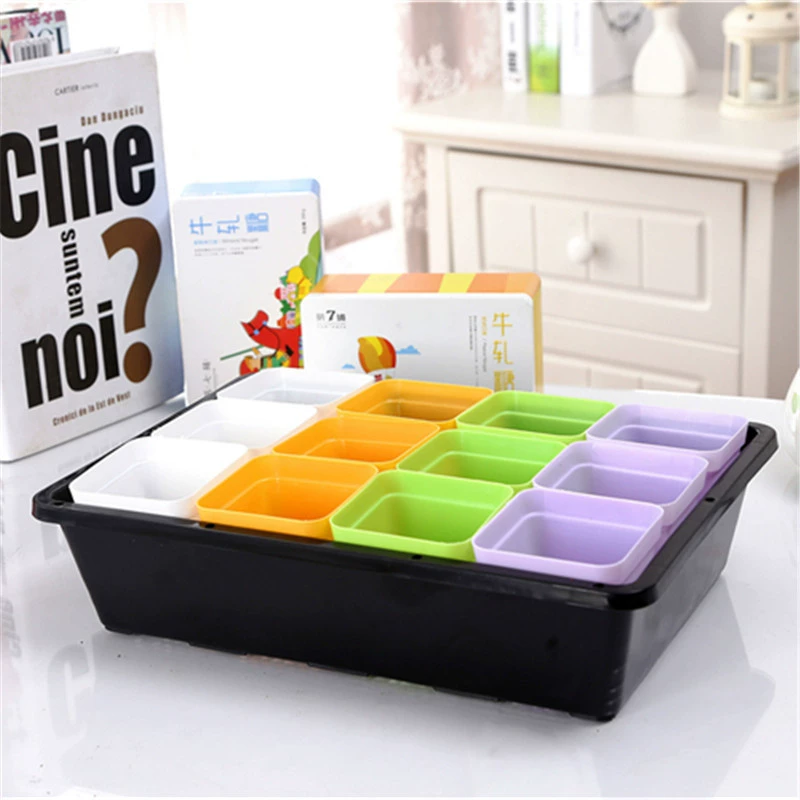 Прямоугольный лоток для рассады суккулентов, горшок для рассады овощей, пластиковый поддон для цветочного горшка, набор из 12 маленьких квадратных поддонов.