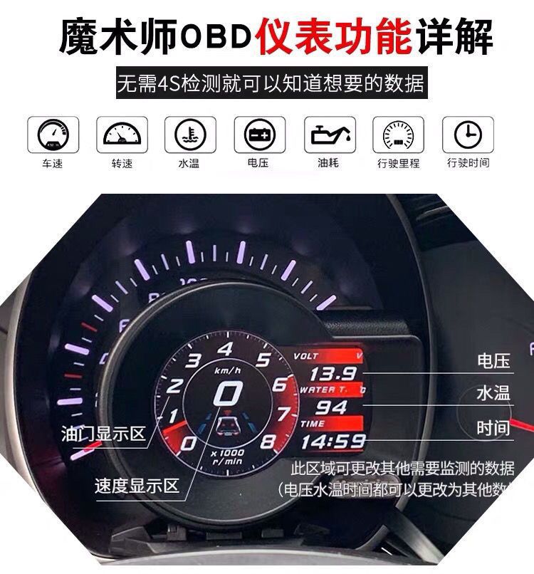 MAGICIAN MAGICIAN F835 driving computer OBD LCD car modification digital instrument Turbo Booster gauge