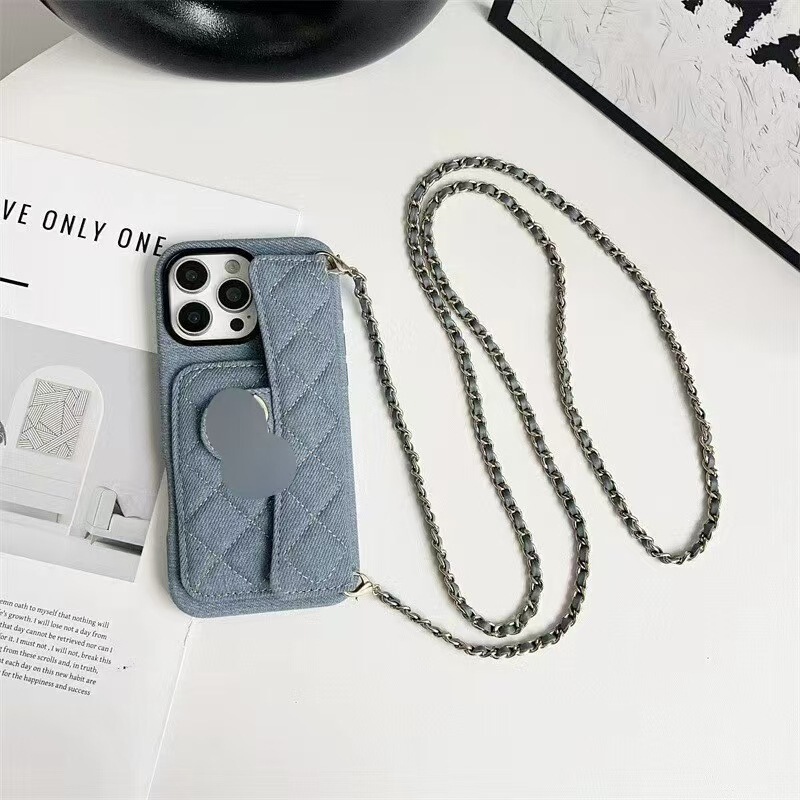 Suitable for iPhone 17 Pro Max Phone Case, New Denim Embroidered Gold Lock Card Holder Full-Cover Phone Case Suitable for iPhone 17 Pro Max Phone Case, New Denim Embroidered Gold Lock Card Holder Full-Cover Phone Case
