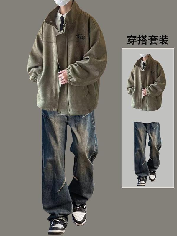 麂皮绒翻领夹克外套男士春秋季2025新款潮牌男生美式休闲男装|undefined
