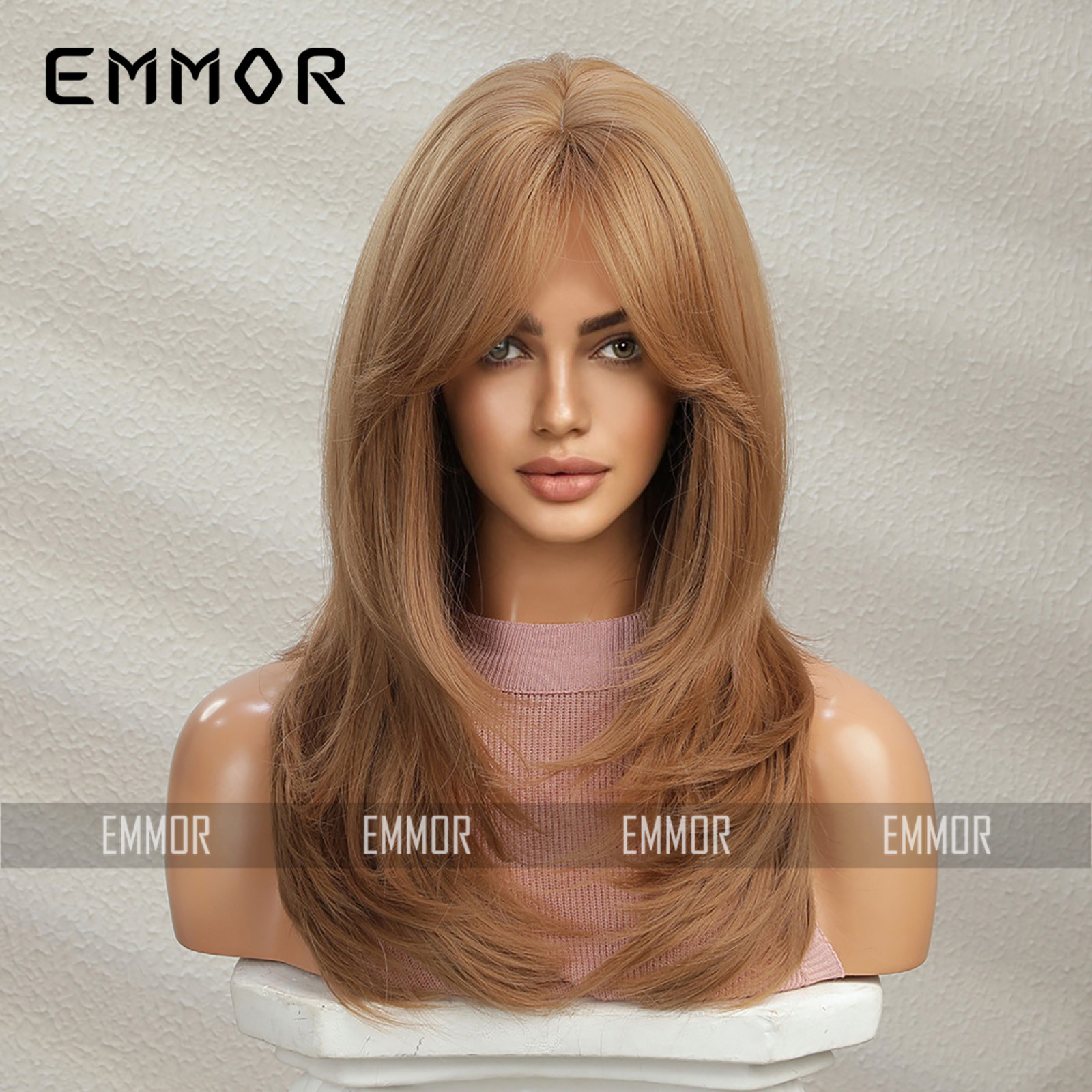 Peluca para mujer con pelo largo y liso, peluca completa dorada blanca, peluca completa en capas de nueva moda de otoño, pelo largo, pelo largo y rizado