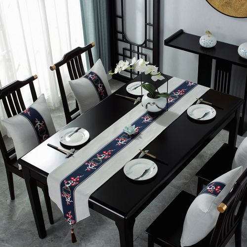 Henggang New Chinese Style Table Flag Art Long Table Cloth Coffee Table Tea Cloth Tea Ceremony Zen Tea Banquet Tea Table Cloth Table Flag
